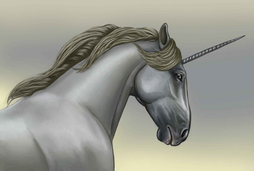 Легендарные лошади. Мифические лошади. Серый Единорог. Unicorn Grey Coolray.