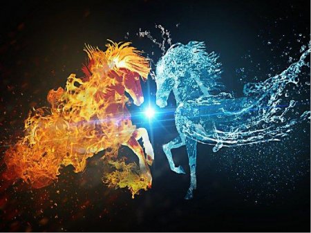 Рисунок огненной и водной лошадей